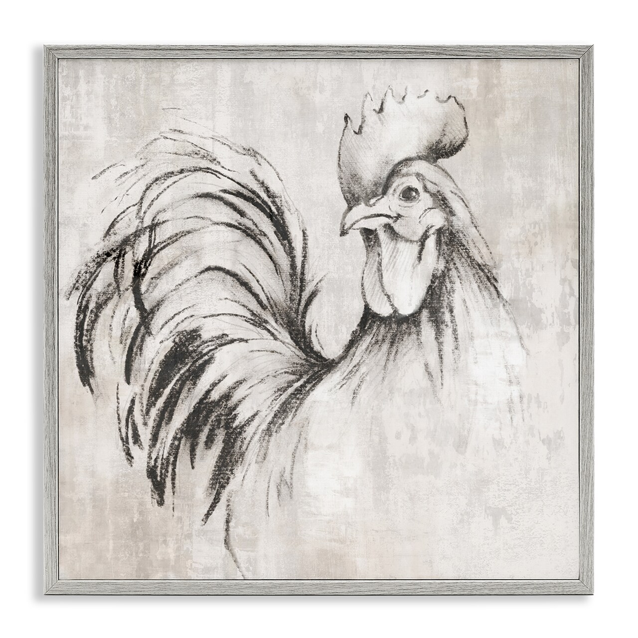 Stupell Industries Rooster Sketch Impression Framed Giclee Wall Art Design by Eli Jones